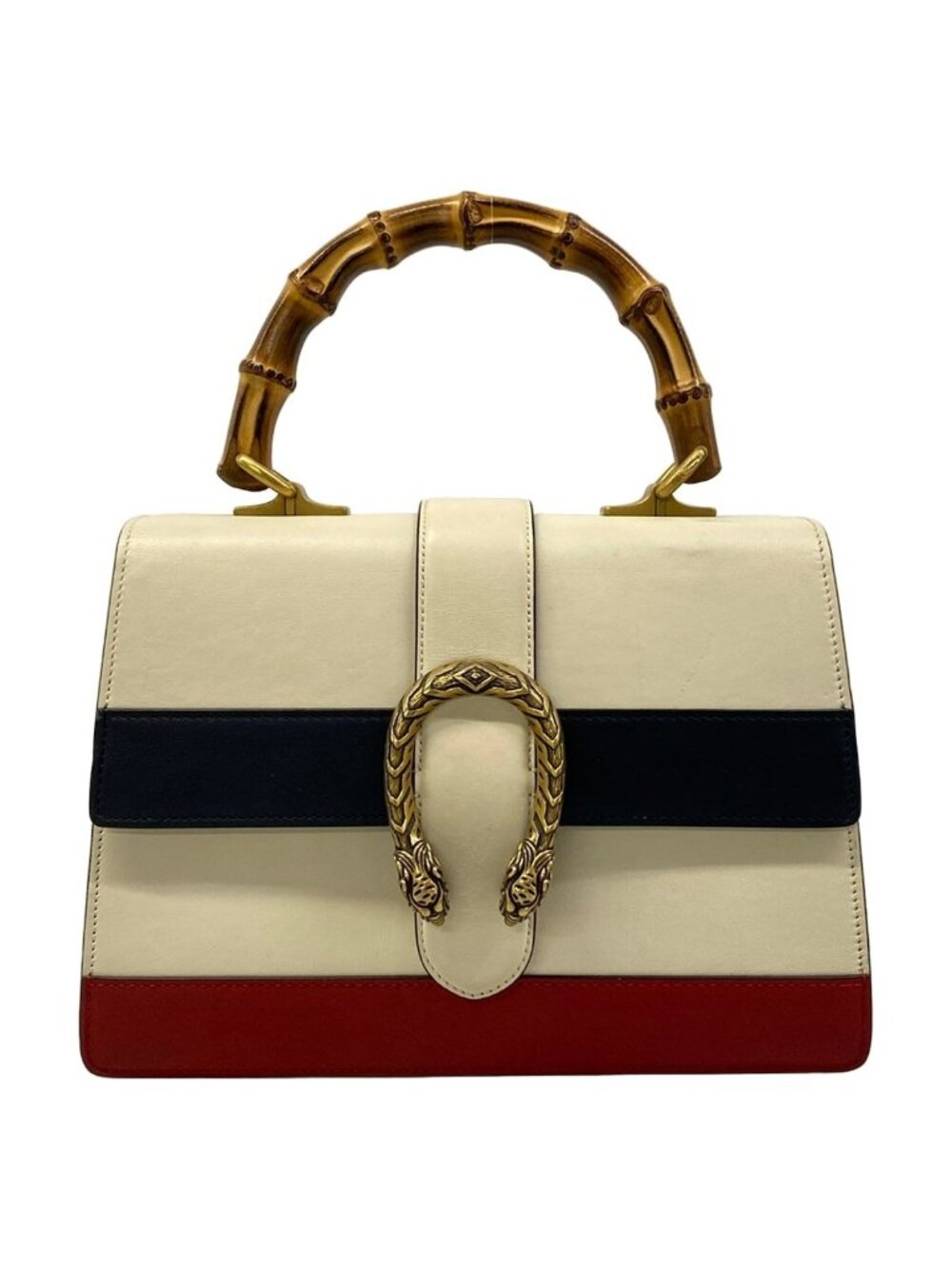 Gucci Handbag Dionysus White Dark Navy Red Leather